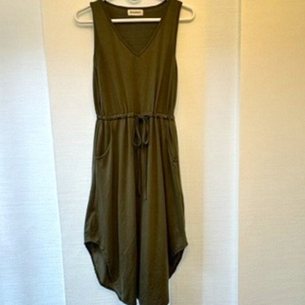 Dress Barn - Olive green tie waist summer midi dress - size small